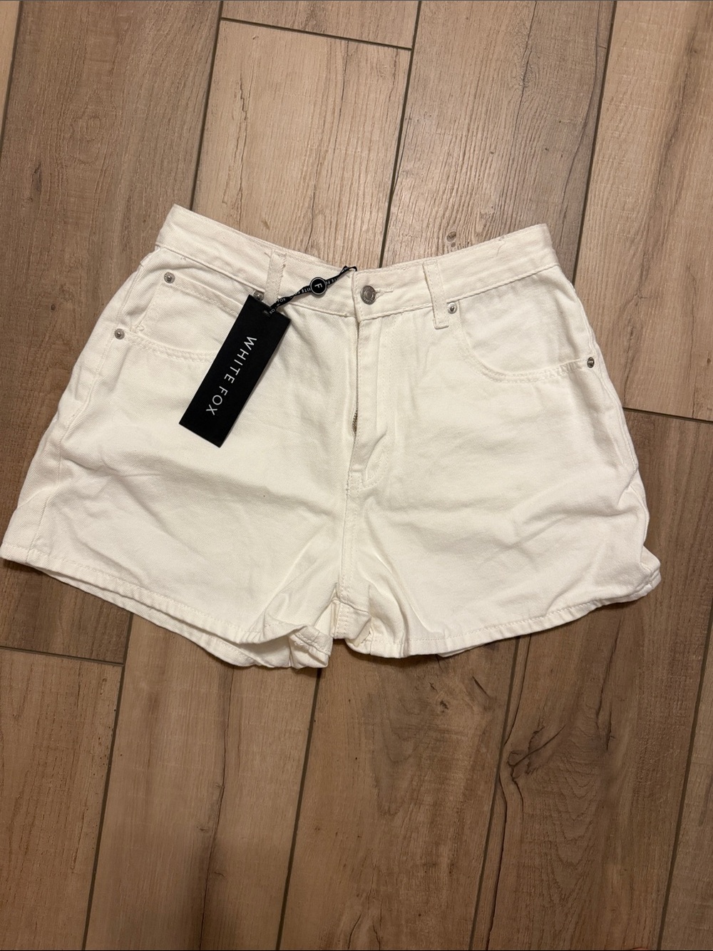 White Fox Boutique White High-Waist Denim Shorts